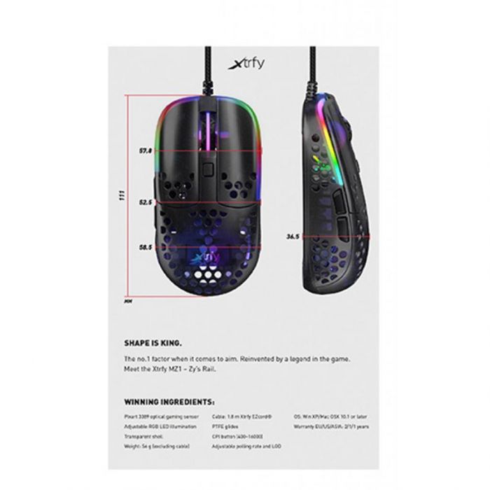Миша Xtrfy MZ1 RGB USB Black