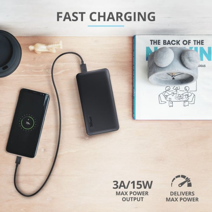 Trust Портативний зарядний пристрій Primo 10000 mAh Black