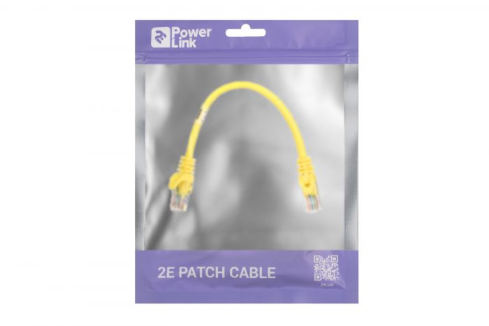 Патч-корд 2E Cat 5e,UTP,RJ45, 26AWG ,7/0.16 Cu, 0.20 m, PVC,Yellow