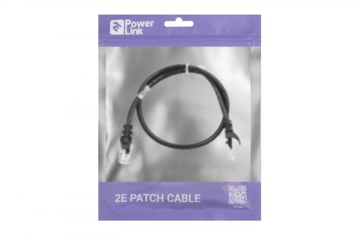 Патч-корд 2E Cat 5e,UTP,RJ45, 26AWG ,7/0.16 Cu, 0.50 m, PVC,Black