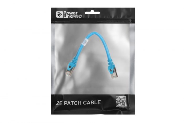 Патч-корд 2E Cat 6,S-FTP екран. фольга з обплетенням, RJ45, 4Х2 27AWG ,7/0.14 Cu, 0.20 m, PVC,Blue
