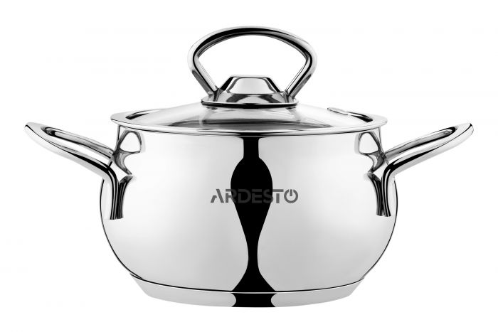 Каструля Ardesto BLACK MARS, скляна кришка, 1.1 л, нержавіюча сталь