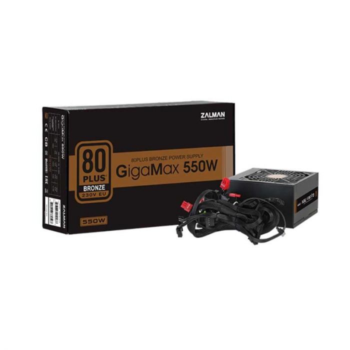 Блок живлення Zalman GigaMax 550-GVII (550W),200-240VAC,88%,80+Bronze, aPFC, 120мм,MB24,CPU(4+4),5xSATA,2xPCIe, 3xMOLEX, 1xFDD,OCP,OVP,OPP,OTP,UVP,SCP