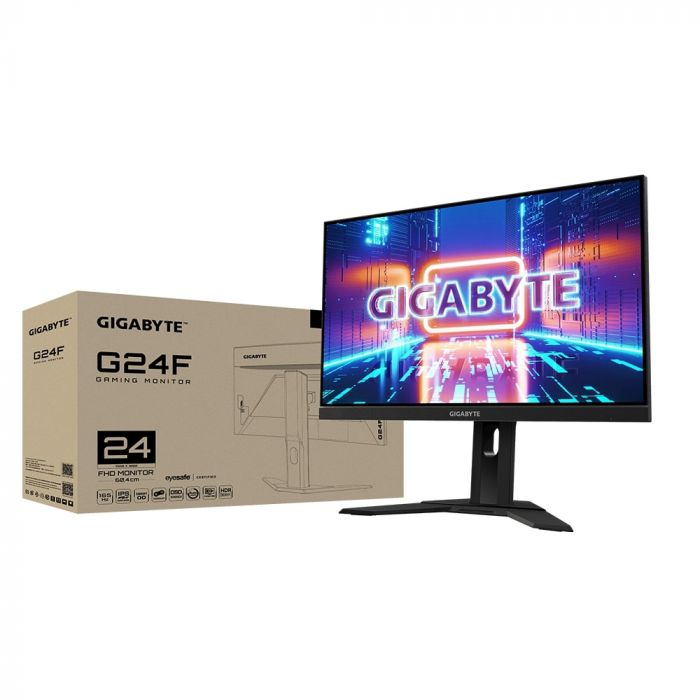 Монітор LCD GIGABYTE 23.8" G24F, 2xHDMI, DP, 2xUSB, IPS, 165Hz, 1mc, 120%sRGB, FreeSync, HDR