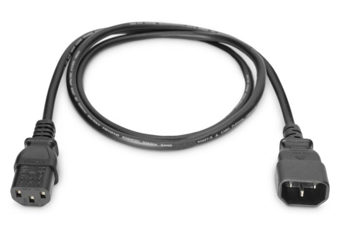 Кабель живлення DIGITUS C14-C13 M/F, 1.2m, 0.75qmm, black