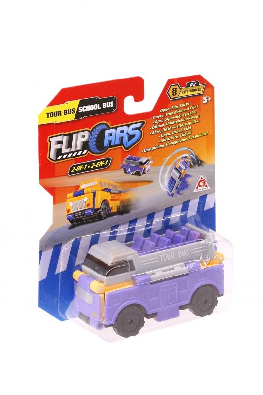 Машинка-трансформер Flip Cars 2 в 1 Туристичний і Шкільний автобус