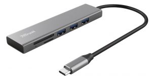 USB-хаб Trust HALYX FAST 3USB+CARD READER USB-C ALUMINIUM