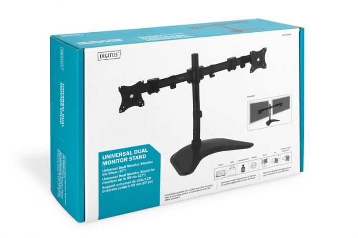 Кріплення DIGITUS Dual Monitor Stand, 15-27", з нахилом, поворотом