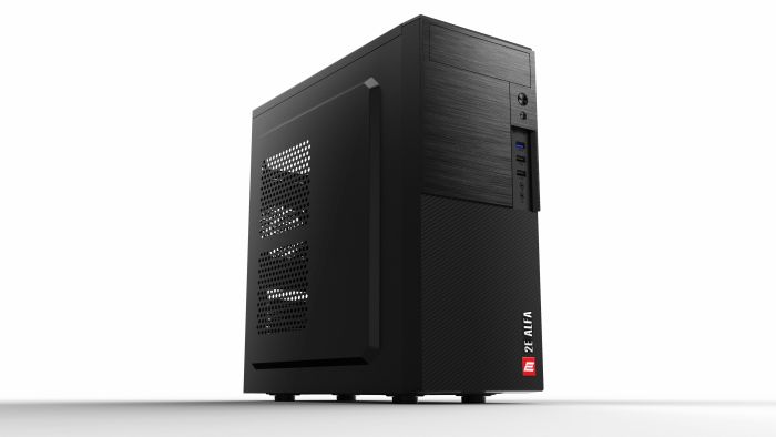 Корпус 2E ALFA (E190-3U) MidT, 2xUSB2.0, 1xUSB3.0, сталь (бічна панель), без БЖ, чорний
