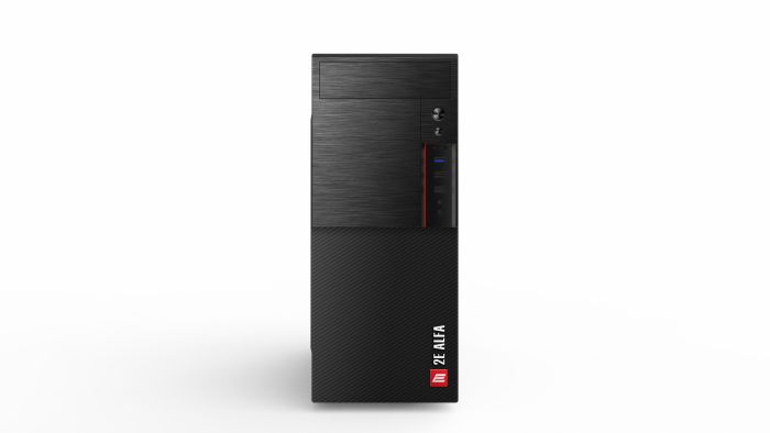 Корпус 2E ALFA (E190-3U) MidT, 2xUSB2.0, 1xUSB3.0, сталь (бічна панель), без БЖ, чорний