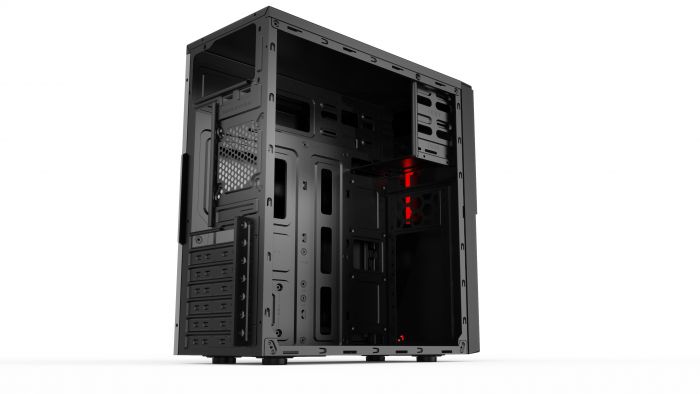 Корпус 2E ALFA (E190-3U) MidT, 2xUSB2.0, 1xUSB3.0, сталь (бічна панель), без БЖ, чорний