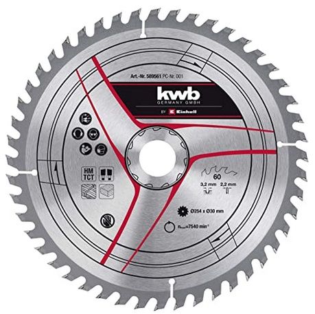 Диск пильний TCT KWB до торцової пилки Einhell, 216х30 мм, 60 зубців