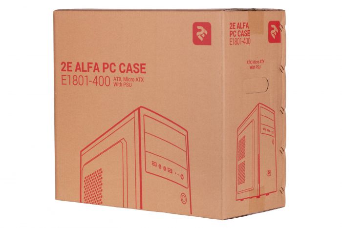 Корпус 2E ALFA (E1801-400) MidT, БЖ 2E ATX400W, 2xUSB3.0, сталь з перфорацією(бічна панель),чорний