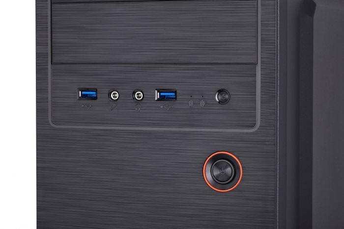 Корпус 2E ALFA (E1801-400) MidT, БЖ 2E ATX400W, 2xUSB3.0, сталь з перфорацією(бічна панель),чорний