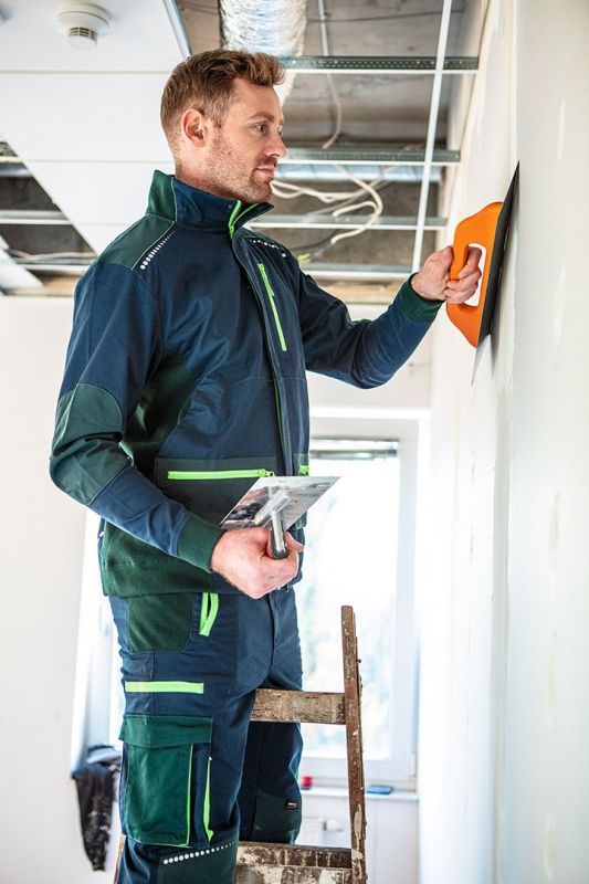 Штани робочі NEO Premium, розмір M (50), 270 г/м2, еластан з посиленою тканиною Cordura, світлоповертаючі елементи, профільовані коліна з відсіком для наколінників, еластична конструкція пояса, міцні кишені, сині