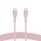 Кабель Belkin USB-С - USB-C плетений, силіконовий, з ремінцем на магніті, 1м, рожевий