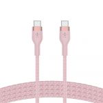 Кабель Belkin USB-С - USB-C плетений, силіконовий, з ремінцем на магніті, 1м, рожевий