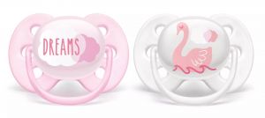 Пустушка Avent ультрам'яка 0-6 міс, дизайн для дівчат, 2 шт. SCF222/02