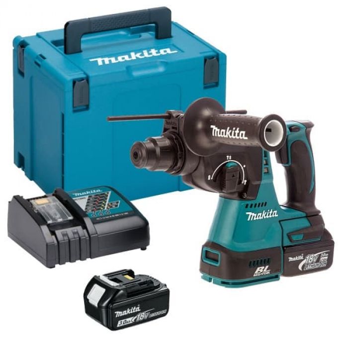 Перфоратор Makita DHR242RFJ, акум, 18В LXT, 3Ah 2шт., SDS-Plus, 2.4 Дж, 3.3кг
