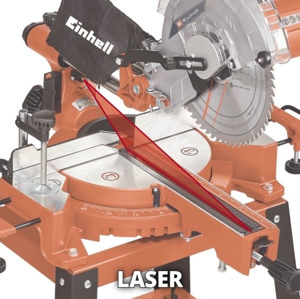 Пила торцовочна Einhell TC-SM 2531/2 U, 1900Вт, диск 254x30x2,8мм, 4800 об/хв, 17.76кг