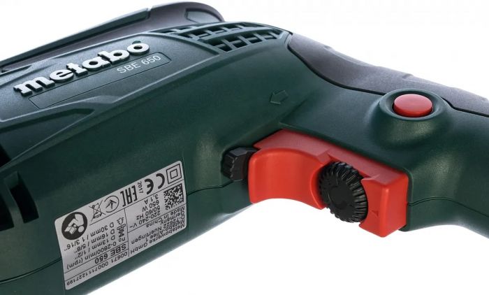 Дриль ударна Metabo SBE 650, швидкозажимний патрон, коробка