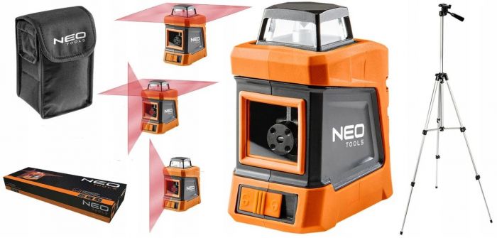 Нiвелiр лазерний Neo Tools, 30 м, 360 ° по вертикалі, з футляром і штативом 1.5 м