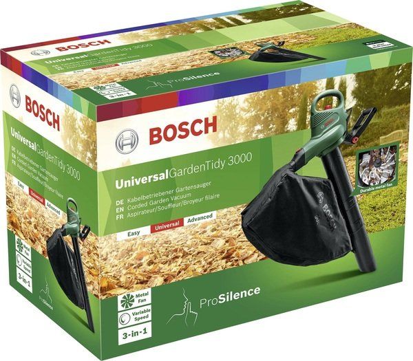 Повітродувка-пилосос Bosch UniversalGardenTidy 3000, 3000Вт, 576 м3/г, 50л, 3.4кг
