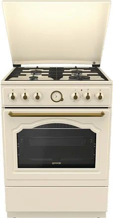 Плита Gorenje KS6250CLI/комбі/60х60/електрон.таймер з диспл./дух-71л/ електророзпал/гриль/слонової кістки