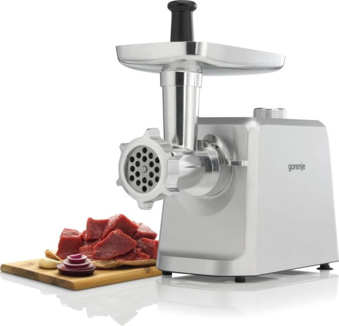 М'ясорубка Gorenje MG2502SJX/2500 Вт/ реверс/ 2.1 кг/хв./3 диски + 3 насадки/шнекова соковижималка/система захисту/корпус-пластик+метал