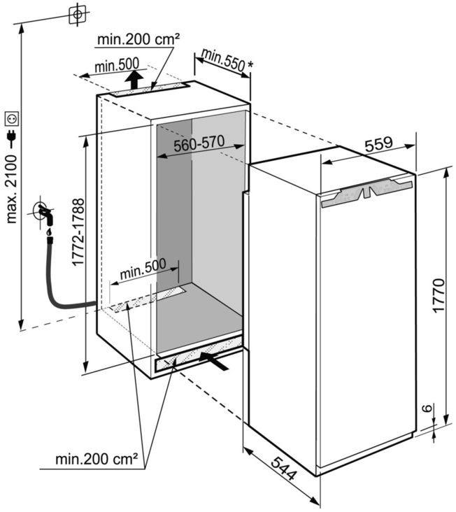 Вбудована морозильна камера Liebherr SIGN3576, 55,9 x 177,2 x 54,4см, 1дв, М-209л, A++, SN-T, Білий