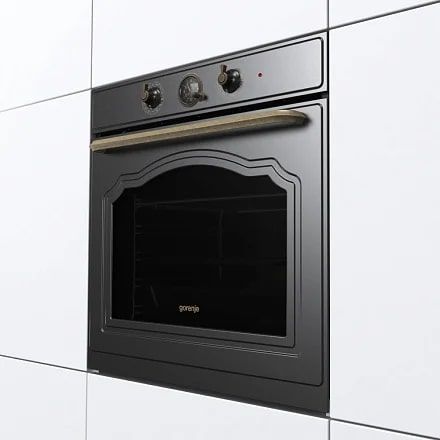 Духовка Gorenje BOS67371CLB/ 77 л/ гриль/ таймер з аналоговим дисплеєм/ швидкий нагрів/приготування на пару/матовий чорний
