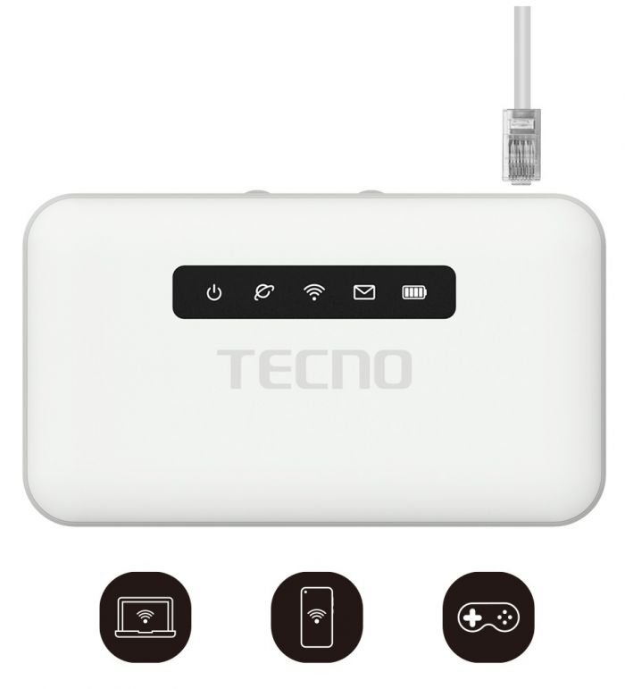 Мобільний маршрутизатор TECNO TR118 4G-LTE, 1x3FF SIM, 1xFE LAN/WAN, 1xmicro-USB, 2600mAh bat.