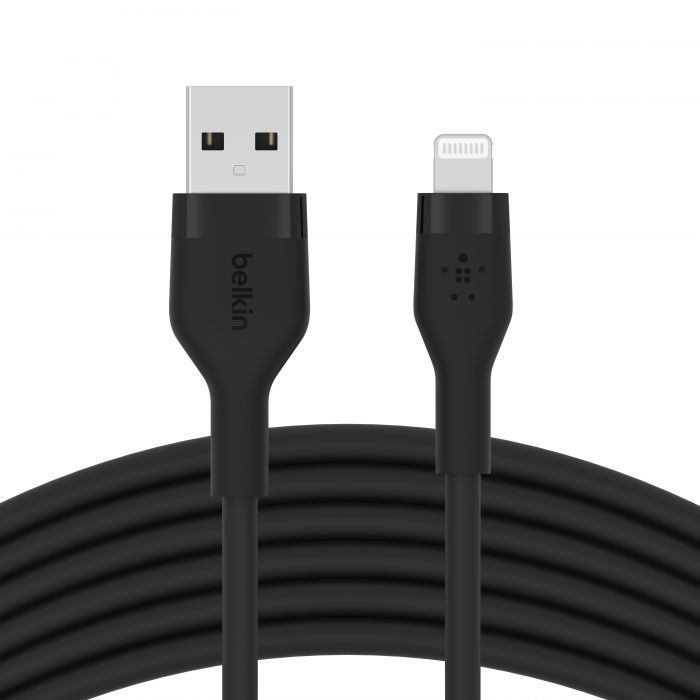 Кабель Belkin USB-A - Lightning силіконовий, з кліпсою, 1м, чорний