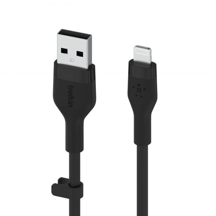 Кабель Belkin USB-A - Lightning силіконовий, з кліпсою, 1м, чорний