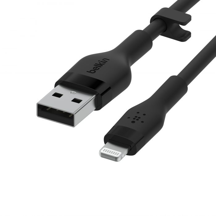 Кабель Belkin USB-A - Lightning силіконовий, з кліпсою, 1м, чорний