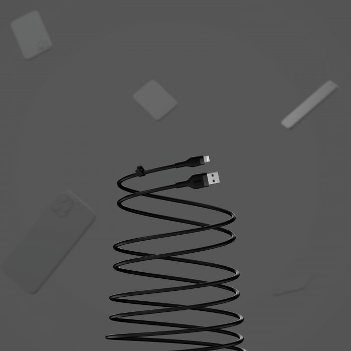 Кабель Belkin USB-A - Lightning силіконовий, з кліпсою, 1м, чорний