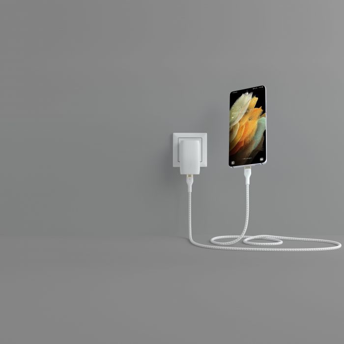 Кабель Belkin USB-С - USB-C плетений, силіконовий, з ремінцем на магніті, 1м, білий