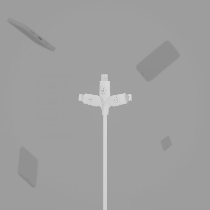 Кабель Belkin USB-A - Lightning силіконовий, з кліпсою, 1м, білий