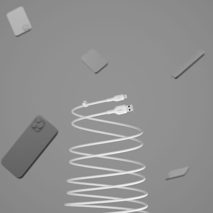 Кабель Belkin USB-A - Lightning силіконовий, з кліпсою, 1м, білий