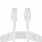 Кабель Belkin USB-С - USB-C силіконовий, з кліпсою, 1м, білий