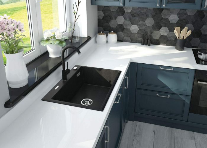 Змішувач для кухні Deante Nemezja, довж.виливу - 180мм, поворотний, 1важіль, хром-графіт