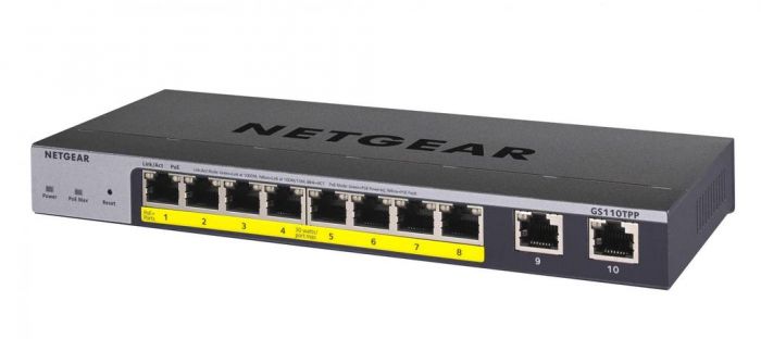 Комутатор NETGEAR GS110TPP 8xGE PoE+ (120Вт), 2xGE, FlexPoE, керований