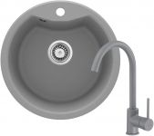 Набір для кухні Deante Solis, гранітна мийка ZRS_S803 + зміш. BEU_S62M, сірий