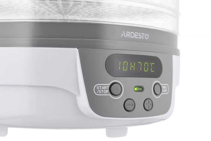Сушарка для продуктів ARDESTO FDB-5321T, 250Вт, піддонів -5x3см, діаметр-32см, макс-70°С, таймер, електр. управління, пластик , білий