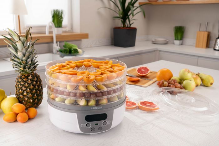 Сушарка для продуктів ARDESTO FDB-5321T, 250Вт, піддонів -5x3см, діаметр-32см, макс-70°С, таймер, електр. управління, пластик , білий