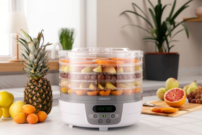 Сушарка для продуктів ARDESTO FDB-5321T, 250Вт, піддонів -5x3см, діаметр-32см, макс-70°С, таймер, електр. управління, пластик , білий