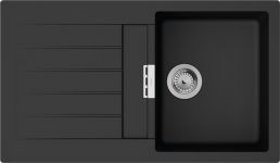 Мийка кухонна Hansgrohe S52, граніт, прямокутник, з крилом, 840х480х190мм, чаша - 2, накладна, S520-F345, чорний графіт