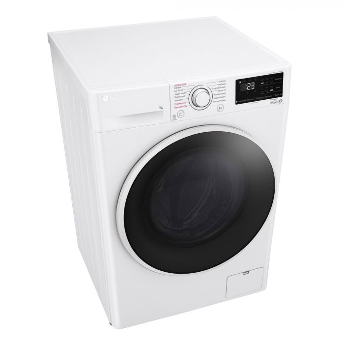 Пральна машина LG фронтальна, 9кг, 1400, A+++, 57см, дисплей, пара, інвертор, білий