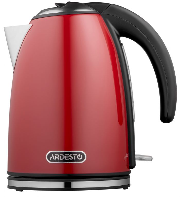 Електрочайник ARDESTO 1.7л, Strix, метал, червоний глянець