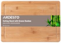 Дошка кухонна Ardesto Midori з жолобом, 35.5*25*1.5 см, бамбук